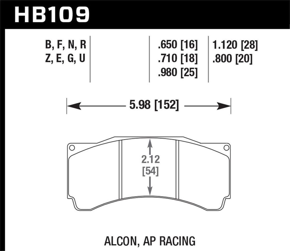 Hawke 710 Hawk HB109D.710 - Performance Alcon/AP Racing ER-1 Motorsport Brake Pa ...