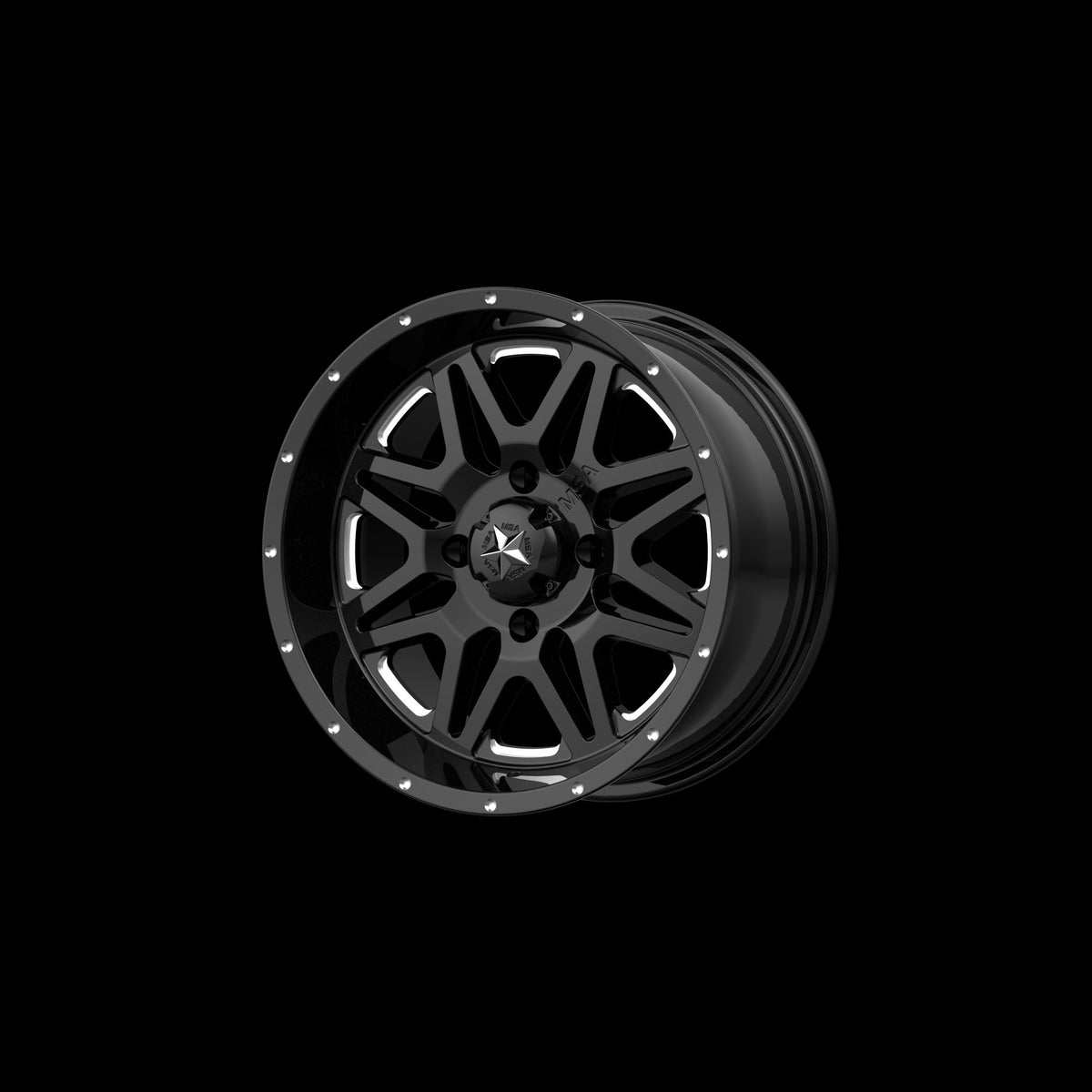 Msa Fuel Rims MSA Offroad Wheels M26-04737M - M26 Vibe Utv 14X7 Gloss Black Milled ...