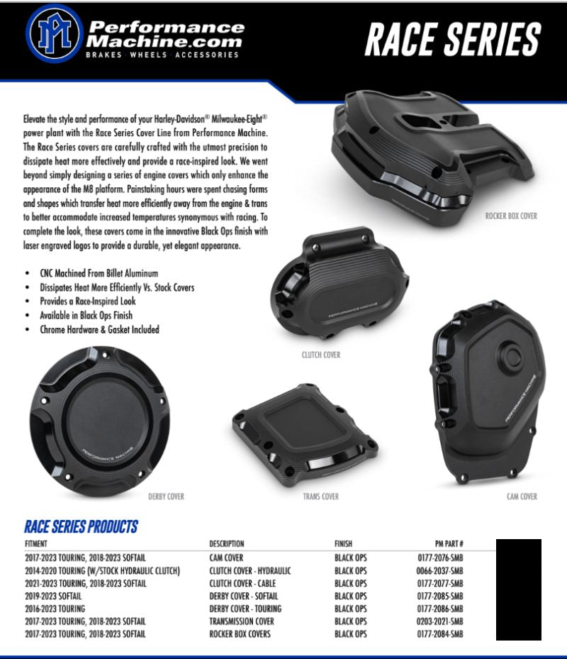 Performance Machine 0177-2085-SMB - Derby Cover Race Series - Black Op ...