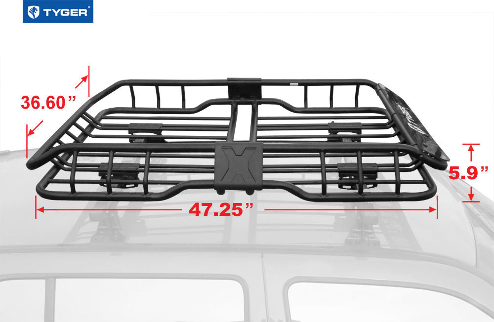 TYGER Auto TG-RK1B902B - Heavy Duty Roof Mounted Cargo Basket Rack L47 ...
