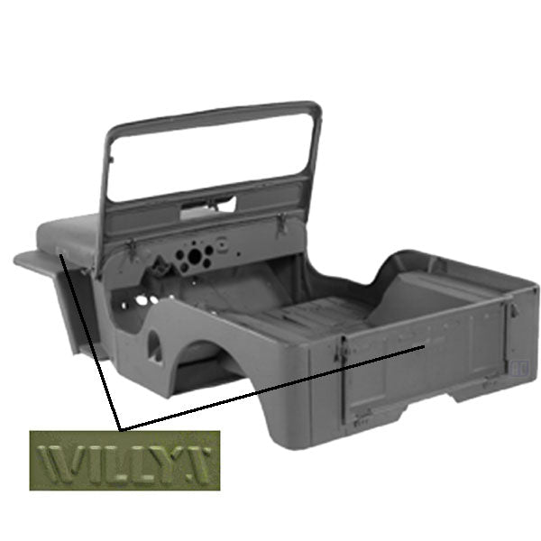 Omix DMC-673859-3A - Body Tub Kit with Willys Script 49-53 Willys CJ3A ...